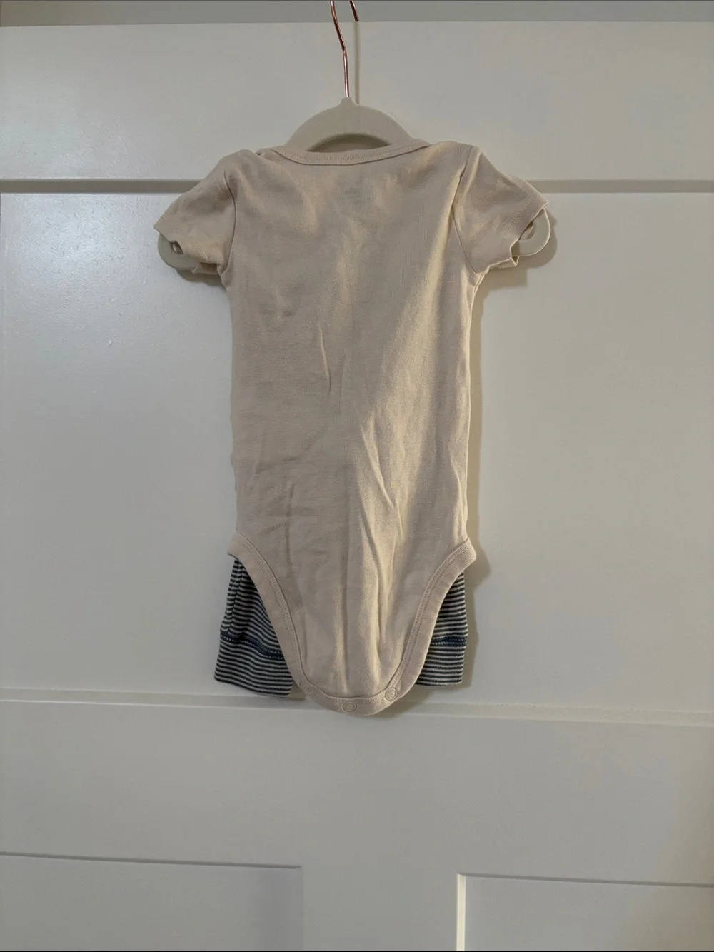 Carter’s Cream Baby Bodysuit with Blue & Brown Elephant Print with Pants Set 6M